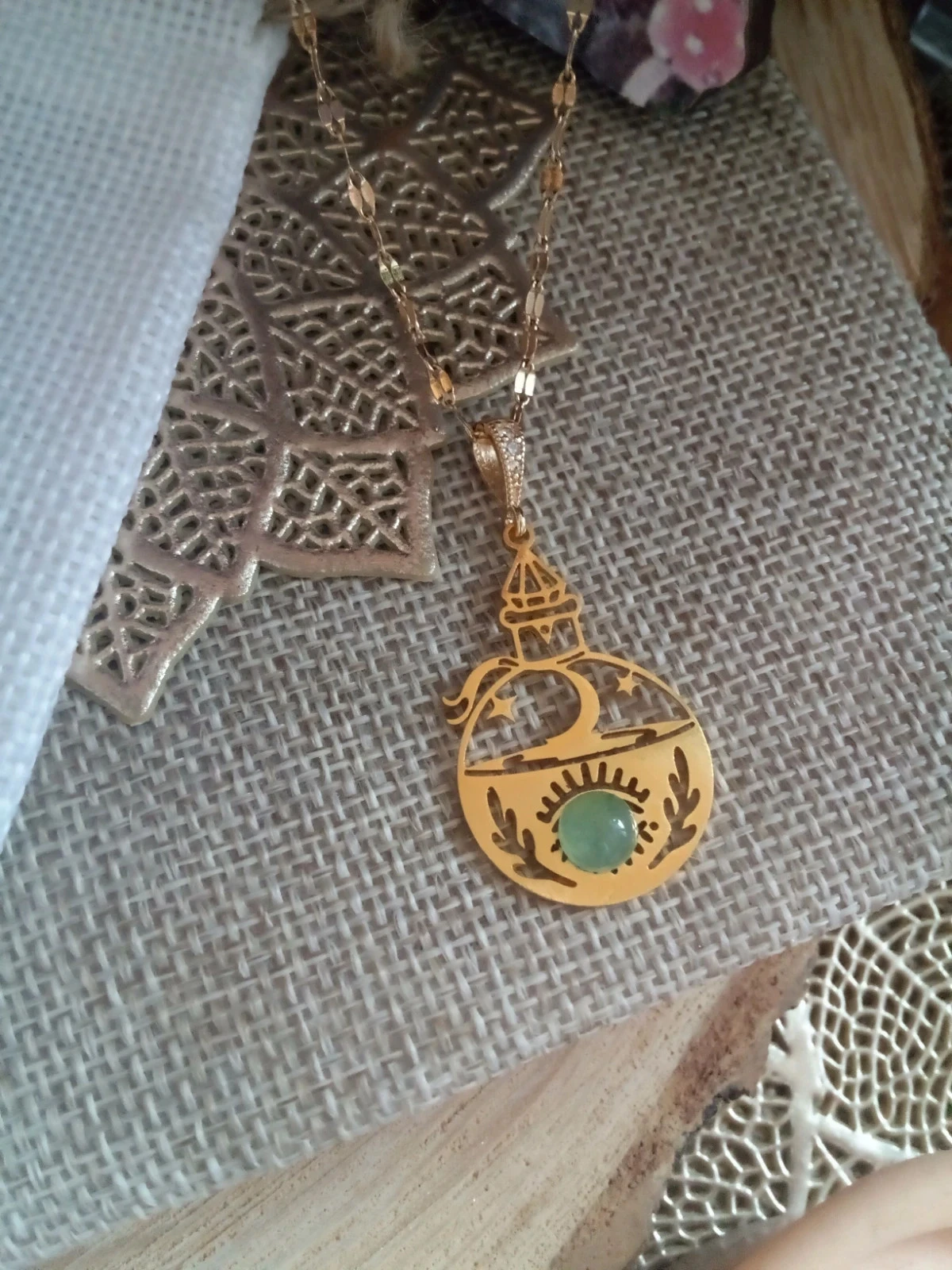 Collier fiole de potion magique et pierre d'aventurine verte – photo 2
